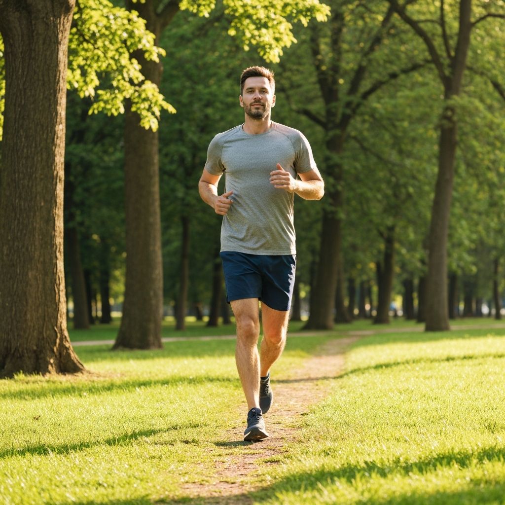 Pria melakukan aktivitas fisik di luar ruangan